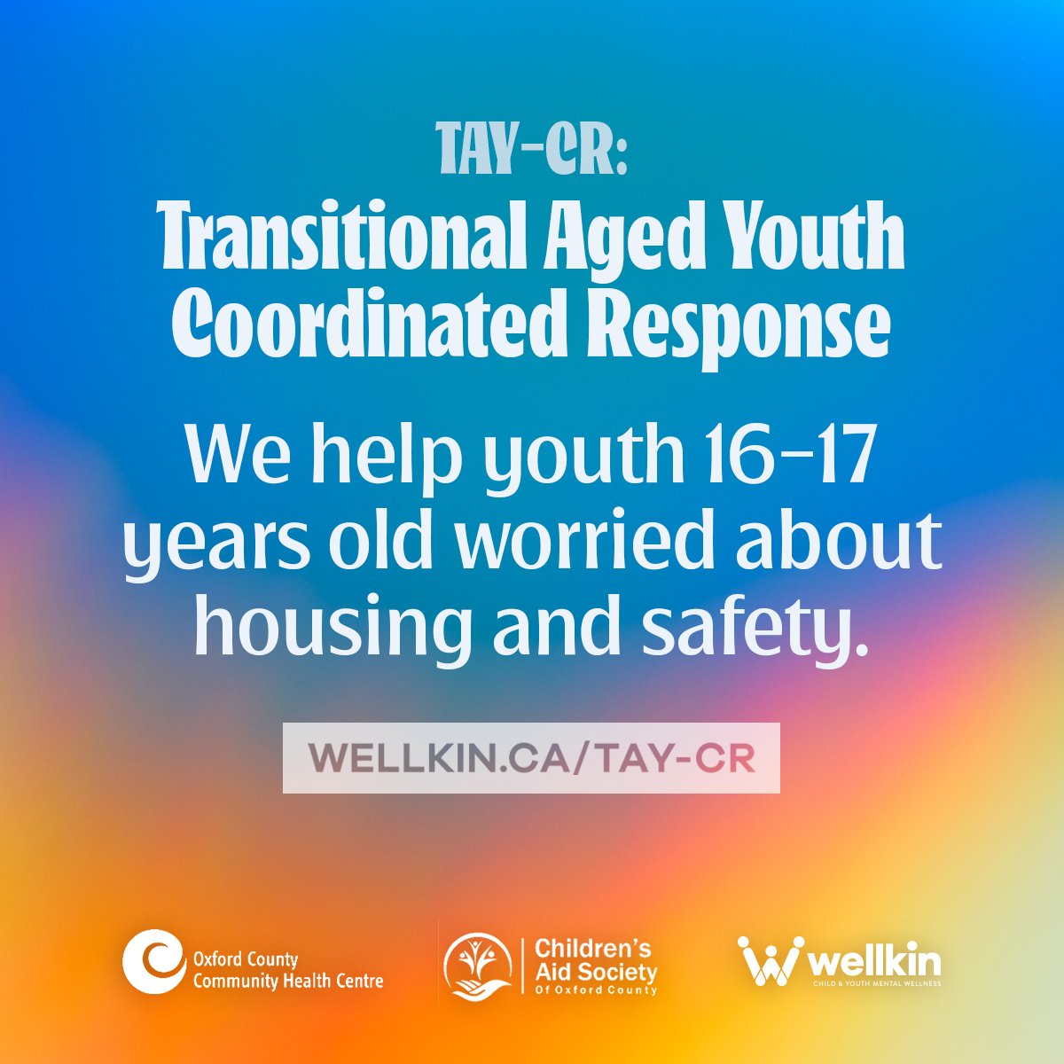 _wellkin's tweet photo. If you are struggling with safety or at risk of homelessness, the Transitional Aged Youth Coordinated Response (TAY-CR) team can help. We're here to rapidly stabilize + support complex needs youth (16-17). Get a referral form here: https://t.co/cAbTBhv5eY π€ #OCCHC @CasOxford https://t.co/yxg3i3awcj