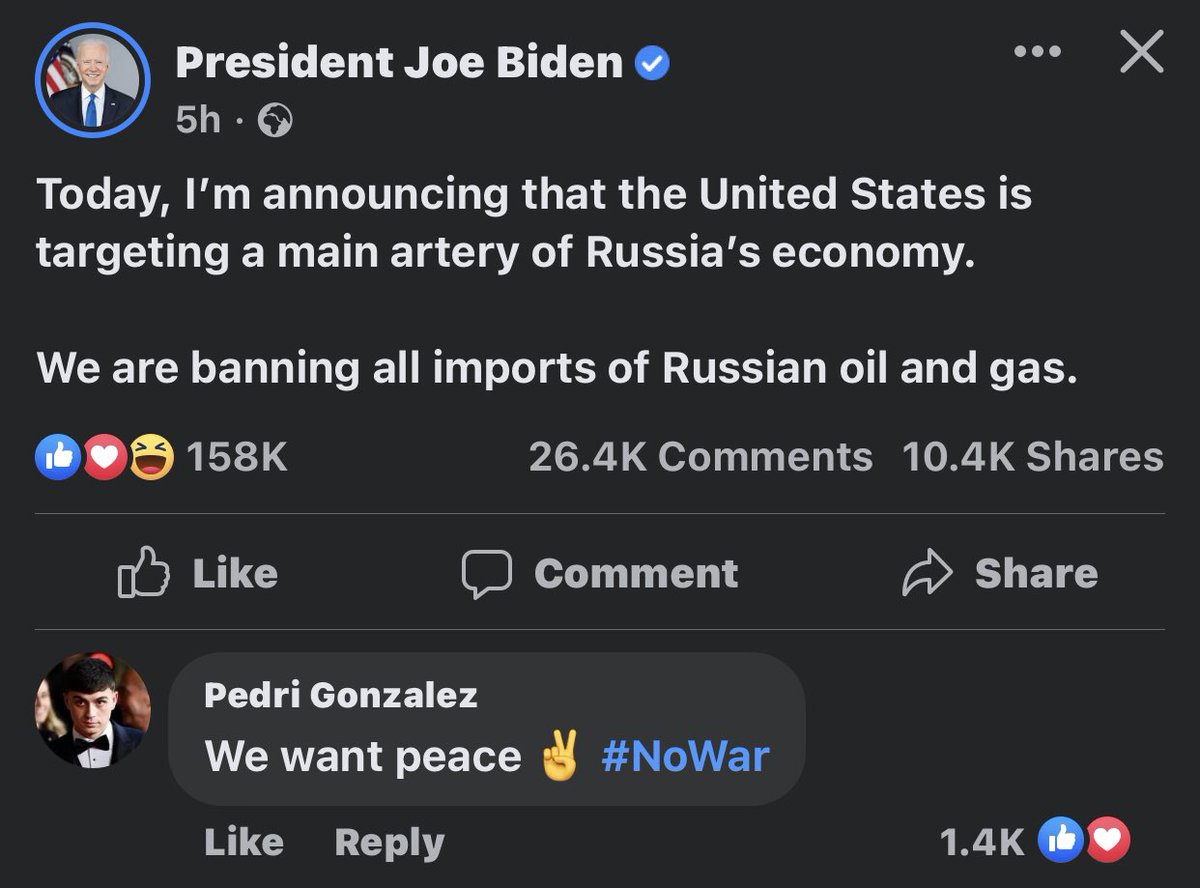 حاليا اغبى الاطراف في هذا النزاع هي #أمريكا ، فحضر الغاز الروسي يعني اطفاء الكهرباء و الطاقه عن اغلب دول #الناتو و على رأسها المانيا ، اضف ان روسيا قد حسمت الامر عند افتتاح سوق جديد لغازها في الصين و لن تتضرر من هذه العقوبه .. اما #بيدري فهو افضل لاعب وسط بالعالم، و لاعزاء لمودرچ