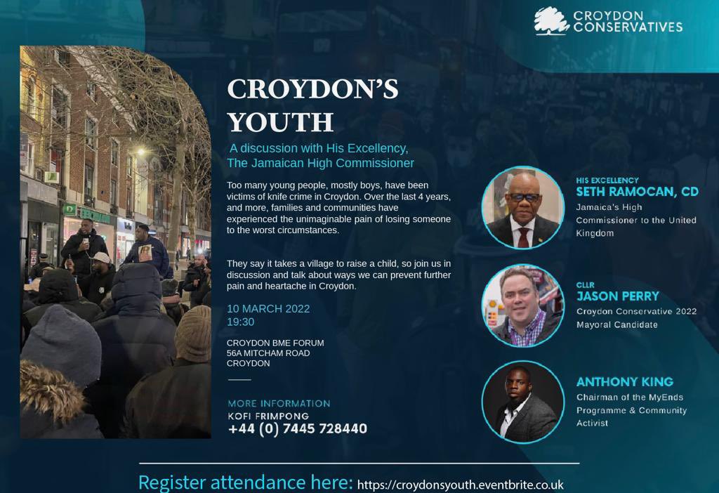 CroydonTories's tweet photo. At the Community March on 14th Jan, Croydonians called for people to unite &amp; prevent further youth violence and death in #Croydon. 

Join @CllrJPerry, @croydon_king  and the Jamaican High Commissioner this Thursday to discuss how we can work together to prevent further deaths. https://t.co/PZ6Lj9m1MM