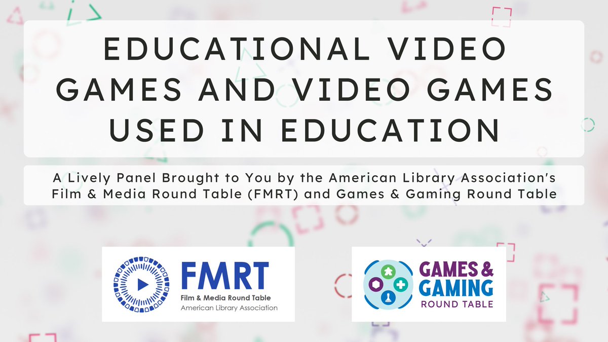Do you collect video games for your library? Or do you do programming related to video-game playing or video-game creation? Interested in learning how to use video games in education?

Register for this webinar! Space is limited!

ala-events.zoom.us/webinar/regist…