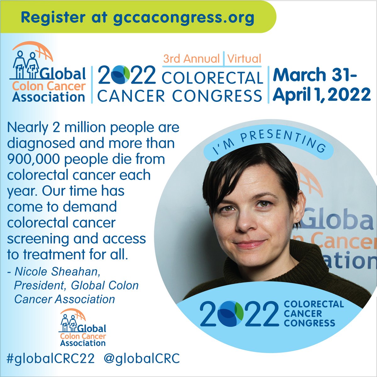 Nicole Sheahan (@nicolemsheahan) on Twitter photo Advocates: Join leaders in the #colorectalcancer community as they share best practices, challenges & successes at <a href="/GlobalCRC/">Global Colon Cancer Association</a>'s #GlobalCRC22 Congress. #bowelcancer Register free today: gccacongress.org Advocates: Join leaders in the #colorectalcancer community as they share best practices, challenges & successes at <a href="/GlobalCRC/">Global Colon Cancer Association</a>'s #GlobalCRC22 Congress. #bowelcancer Register free today: gccacongress.org