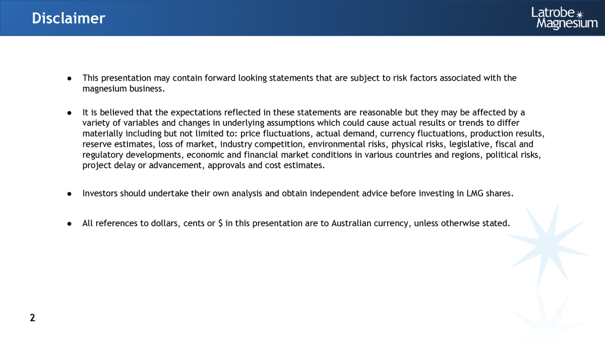 LMG_Magnesium's tweet photo. We’ve just released the following announcement to the market:

$LMG Latrobe Magnesium Presentation

Full announcement at https://t.co/8CYOTIpcrM https://t.co/cml5IeRt7H