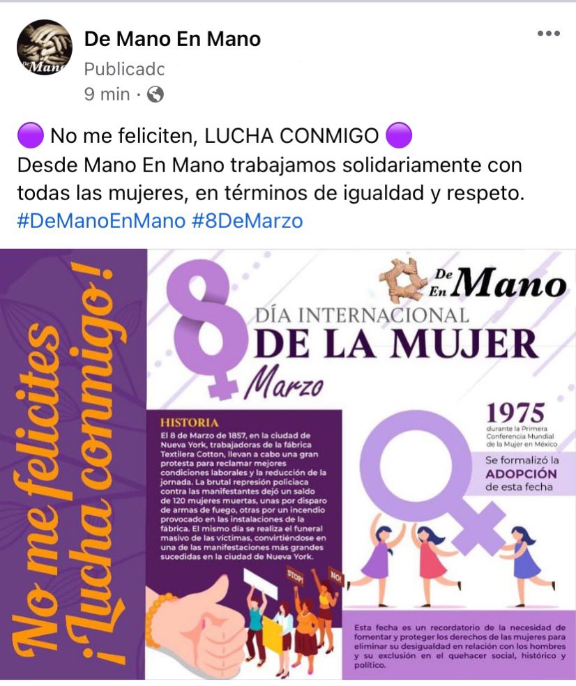 daniel_gtz_t's tweet photo. 🟣No me feliciten, LUCHA CONMIGO 🟣
Desde Mano En Mano trabajamos solidariamente con todas las mujeres, en términos de igualdad y respeto.
#DeManoEnMano #8DeMarzo #DiaInternacionalDeLaMujer #8M2022 #DanielGutiérrezTrujillo https://t.co/7dFBx1Ekhd