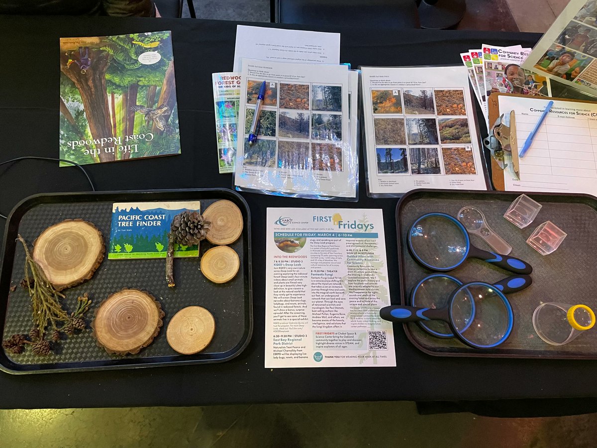 crscience's tweet photo. We had so much fun at @ChabotSpace's #FirstFriday event! So many curious kids who were excited to learn about the power of #redwoods! Thank you Chabot for including us in the First Friday relaunch, we can't wait to do it again!
#treescience #scienceisfun #earlySTEMed #STEM4All https://t.co/FNRbObFInv