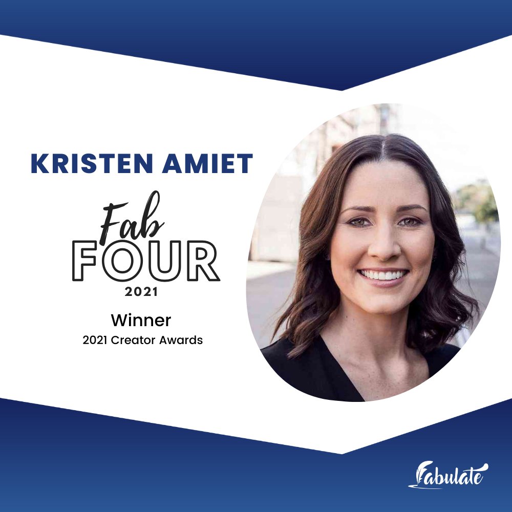 fabulateHQ's tweet photo. Day 3 of the Fab Four awards, and we are excited to announce Kristen Amiet as the third of our Fab Four CREATOR winners for 2021 🏆.

Please join us in congratulating Kristen 🎉🎆.

Our final Fab Four CREATOR award for 2021 will be announced tomorrow.

https://t.co/LYpoMR0lAO https://t.co/avB8CaVqmX
