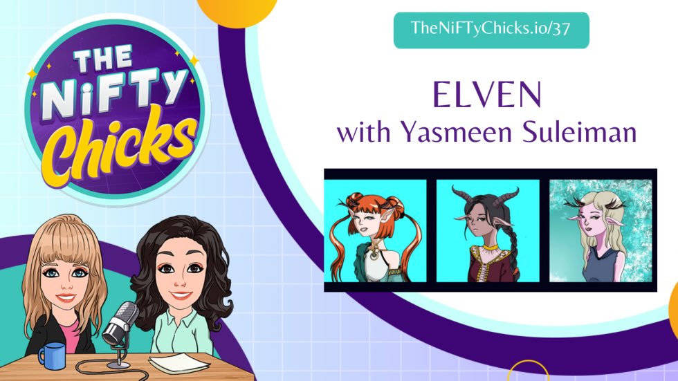 TheNiftyChicks's tweet photo. #premiering NOW 
Happy #InternationalWomensDay! In this episode, we bring you Yasmeen the 13-year-old creator of @TheArtofYasmeen  @ELVEN_NFT  She sold out her 6000 randomly generated Elven girls in just 4 days. WOW! 
https://t.co/MFBQx9r5UQ 
#theNiFTyChicks #WomeninNFTs  #NFTpod https://t.co/mDwbLZNffT