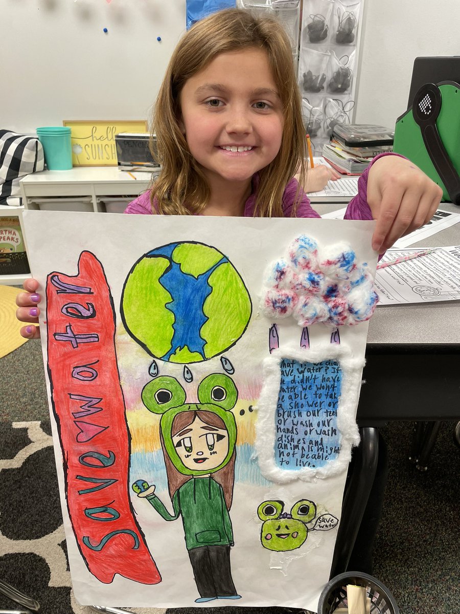 MrsMAllen3rd's tweet photo. Water conservation posters! Help save our Earth 🌎♻️💧@EaglesatHES @HollidayISD https://t.co/NzsVGdVmuR