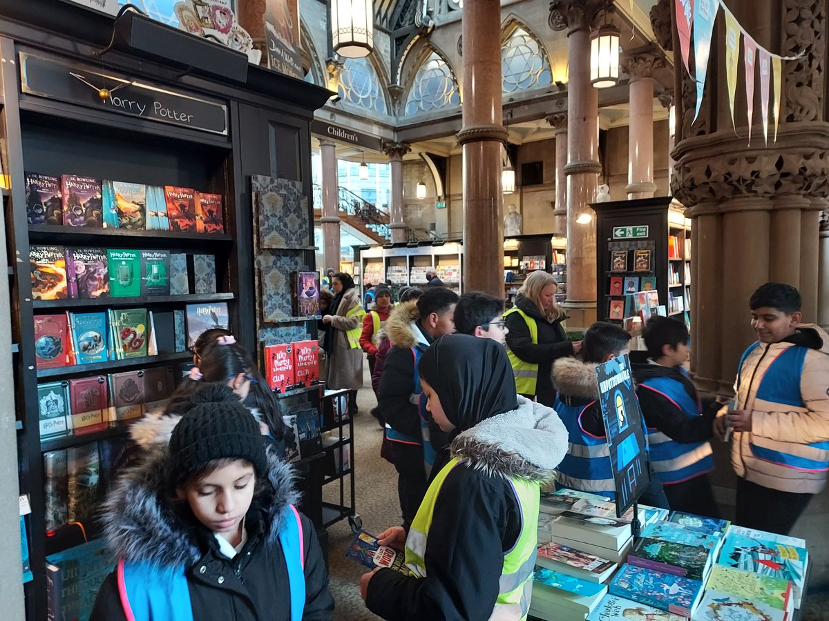 EnglishDixonsMN's tweet photo. @DMN_Y6 were the second Year group to visit the beautiful @WaterstonesBD1 as part of our #WorldBookDay celebrations. We came, we saw, we used our vouchers to get a free book! #Achievement @dixonsmnp https://t.co/WPzkWZd2U4