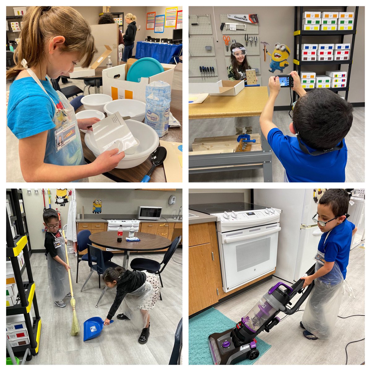 ChristieWithAnE's tweet photo. Today’s trip to the PAES lab. Jobs: using an allen wrench, attaching nuts to bolts, sorting number cards, wrapping hamburgers, measuring ingredients, and taking digital photos. Lots of learning and hard work happening! #TeamMorgan #futureworkers @ParrPatriots @CCISDSpServices https://t.co/RBSCMBWXR4