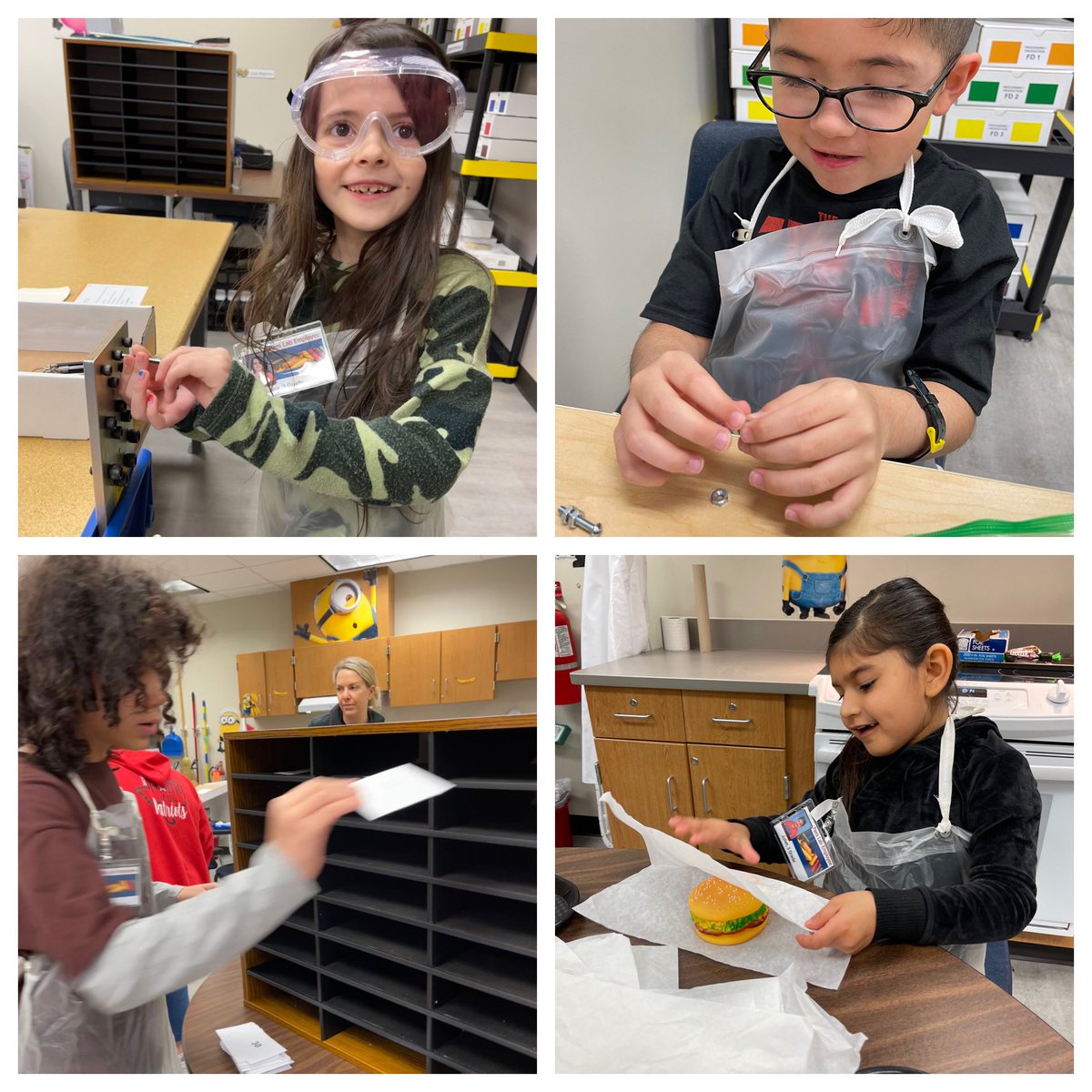 ChristieWithAnE's tweet photo. Today’s trip to the PAES lab. Jobs: using an allen wrench, attaching nuts to bolts, sorting number cards, wrapping hamburgers, measuring ingredients, and taking digital photos. Lots of learning and hard work happening! #TeamMorgan #futureworkers @ParrPatriots @CCISDSpServices https://t.co/RBSCMBWXR4