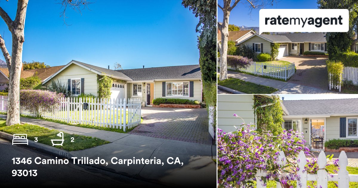 SBRealtor's tweet photo. 3 🛏 2 🛀  
📍 1346 Camino Trillado, Carpinteria, CA, 93013

My latest sale on #ratemyagent
https://t.co/c1DHP9qBa9 https://t.co/4EjNPLNLfo