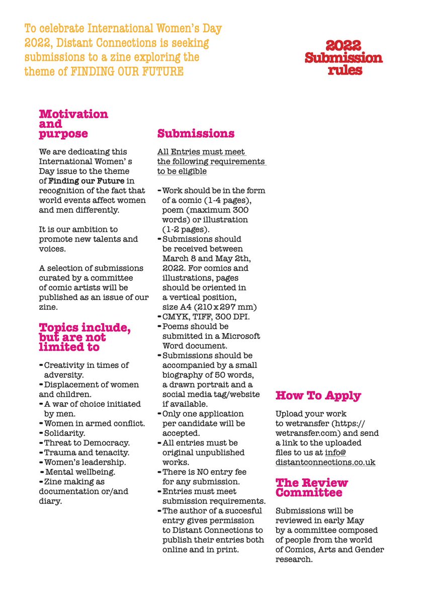 Celebrating #InternationalWomensDay2022 with open call ! New theme: FINDING OUR FUTURE
Building on the success of "Women and Covid, A Gendered Pandemic", we open our zine and platform to new, emerging &amp; established voices working in graphic narrative, poetry &amp; illustration.