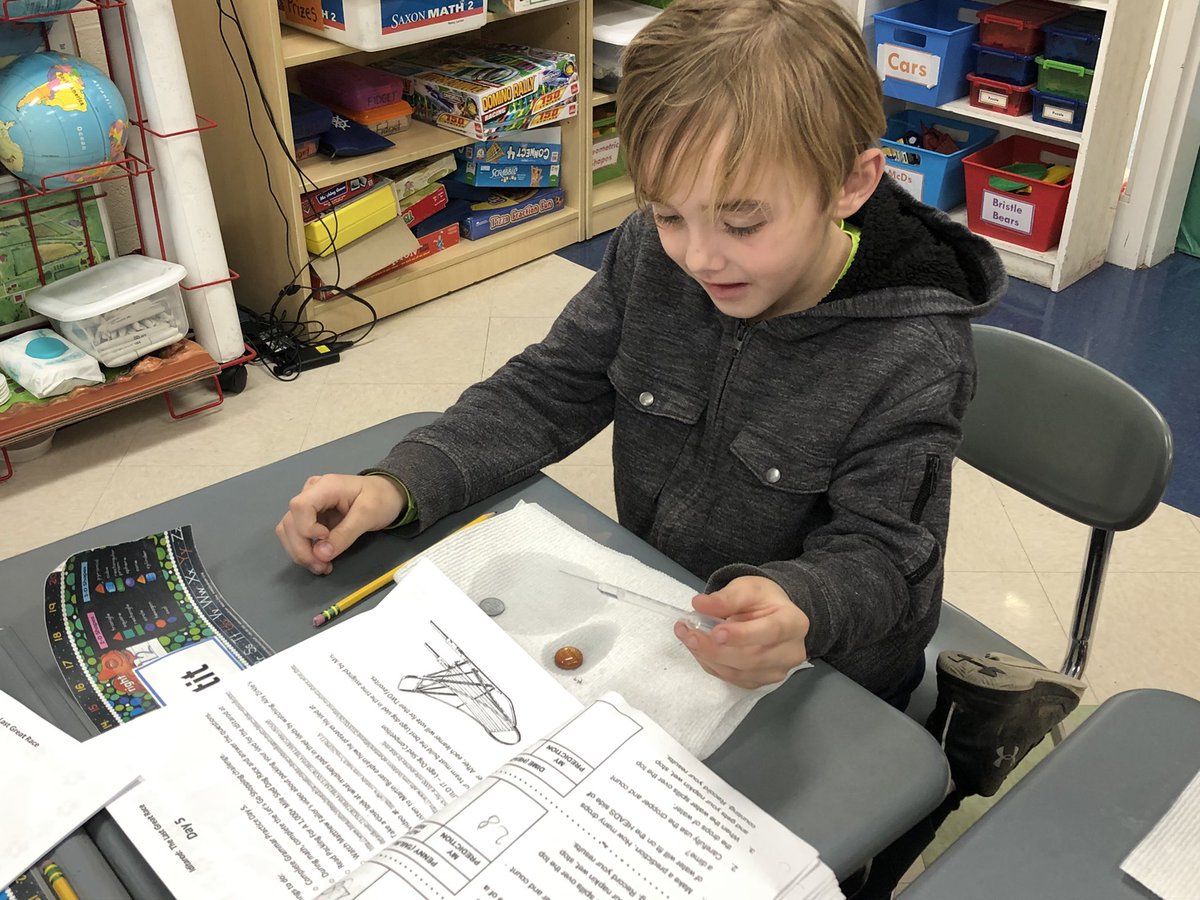 KiserClass's tweet image. Exploring water cohesion by counting the drops of water that collect on the top of common coins. Learners were impressed with the results. #LearnByDoing @The_Iditarod #WeAreMidview #GotScience #WaterCohesion