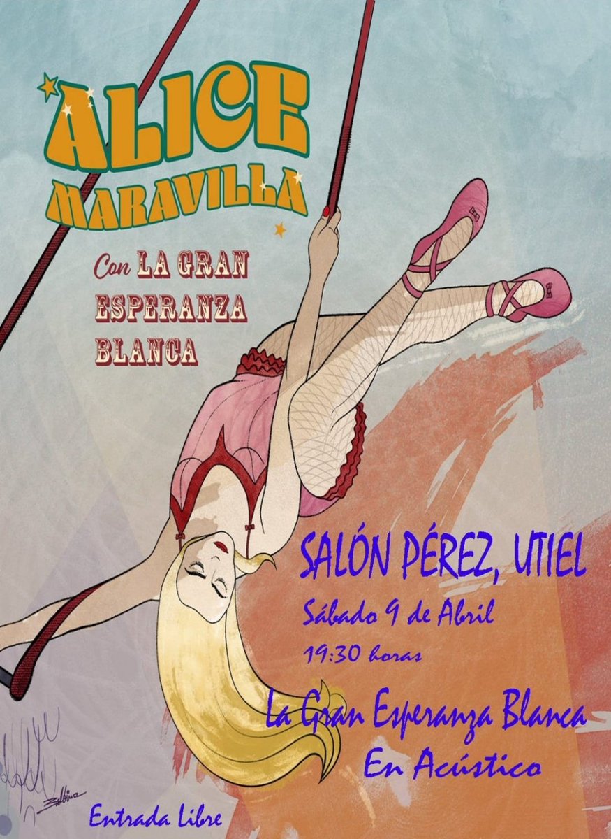 La Gran Esperanza Blanca continuamos celebrando nuestro 35 aniversario y próximamente editamos nuevo disco.
Dentro de un mes actuamos en el Salón Pérez, en Utiel.
Presentando el nuevo disco y nuevos temas, en acústico.
El sábado 09 de abril 19:30 horas.¡¡Quedáis tod@s nvitad@s!!
