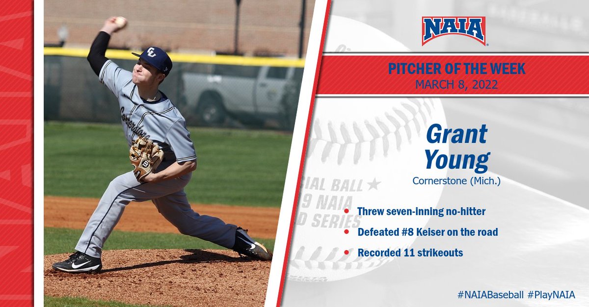 NAIA's tweet photo. ⚾️| Teammates Austin Hurt and Grant Young of @CUathletics have been selected as #NAIABaseball Player &amp; Pitcher of the Week

Read more--> https://t.co/0xJ9R2GVx5

#CollegeBaseball #PlayNAIA https://t.co/FXjRpOOYSf