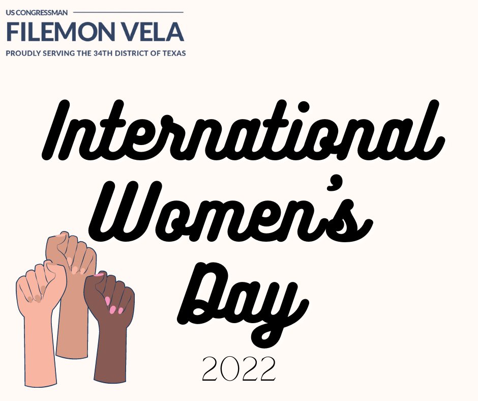 US Rep. Filemon Vela (@repfilemonvela) on Twitter photo Happy International Women's Day! Join me in honoring the incredible and hardworking women who make an enormous impact in every aspect of our society-- especially those from #TX34! Happy International Women's Day! Join me in honoring the incredible and hardworking women who make an enormous impact in every aspect of our society-- especially those from #TX34!