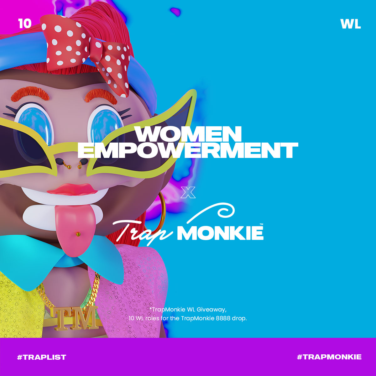 TrapMonkie's tweet photo. Happy International Women's day!👸

To all the women out there, THANK YOU for all you do! 💜
In celebration, we are giving away 10x WL spots!! 🥳🎊

To enter:
1️⃣ Follow @TrapMonkie ✅
2️⃣ Like + RT ✅
3️⃣Comment a sweet message for all the ladies in the 😁🌎 https://t.co/tsU84WC5oU