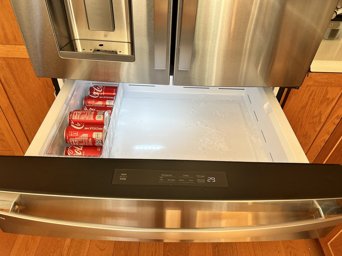 yobudah's tweet photo. Cans of coconut flavor La Croix exploding in our beverage bins https://t.co/w6FbC2d6eM