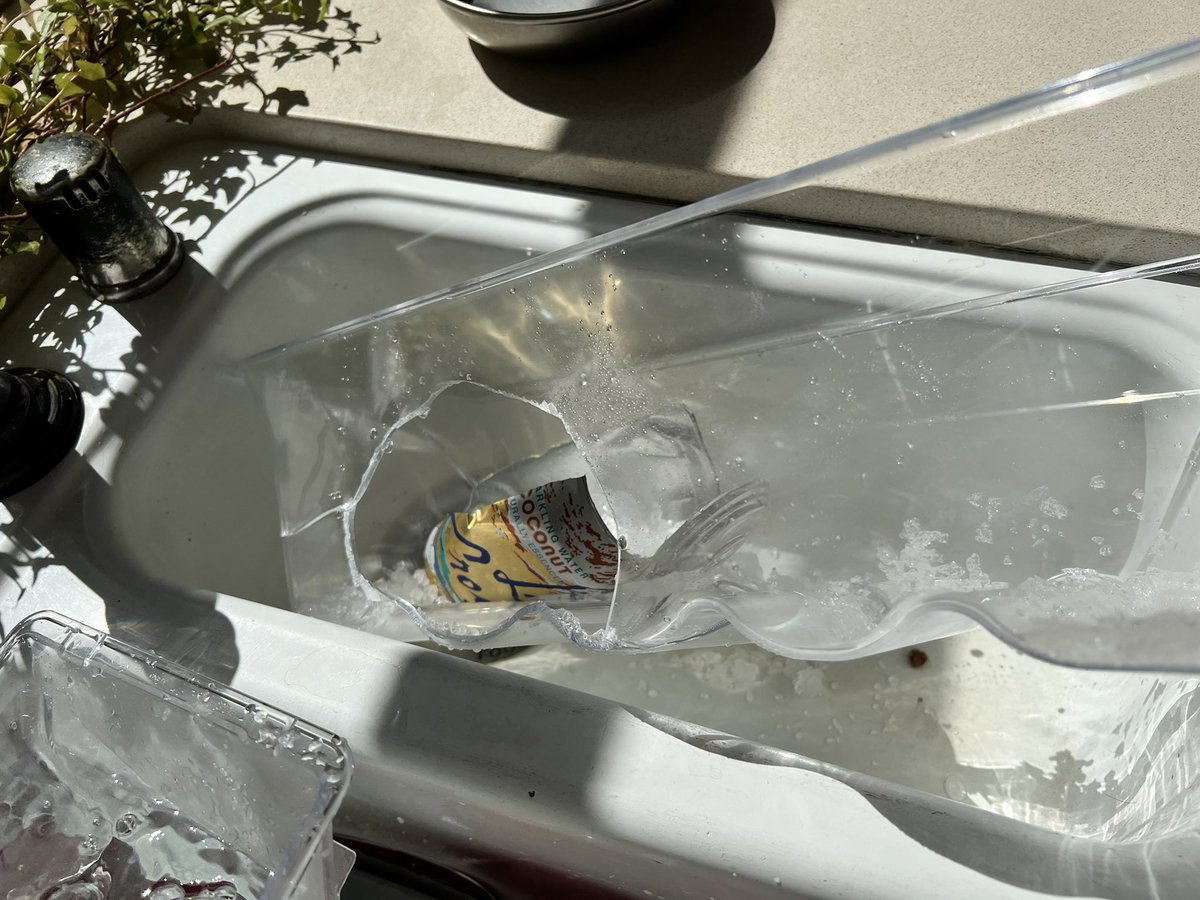 yobudah's tweet photo. Cans of coconut flavor La Croix exploding in our beverage bins https://t.co/w6FbC2d6eM