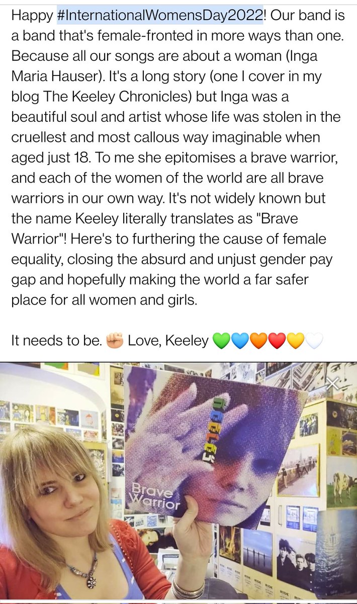 KEELEYsound's tweet photo. For #InternationalWomensDay2022 There is a light that never goes out ✊🏻 #IngaMariaHauser https://t.co/G95AscVNfo