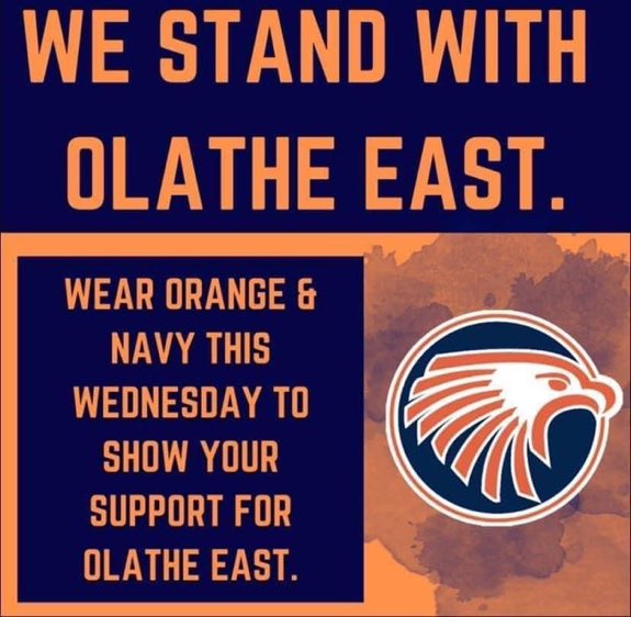 MCJohnson1970's tweet photo. Big day tomorrow in Olathe! Big day everywhere! Find that Orange and Navy! Show it out! #OneOlatheFamily @olatheschools https://t.co/FuGd6xhDCd