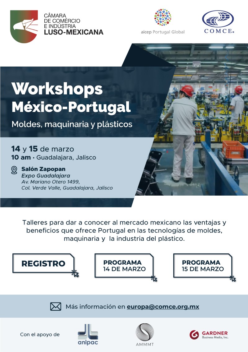 ComceOficial's tweet photo. 📢14 y 15 de marzo en #Guadalajara👉Workshops México-Portugal 🇵🇹 para dar a conocer a las empresas mexicanas la tecnología de #moldes #maquinaria y #plásticos en @ExpoGuadalajara

🕙10:00 am
✍️https://t.co/t75DthyFIX

#CCILM #Portugal #Moldes #Plasticos #Maquinaria https://t.co/TER4PmYomg