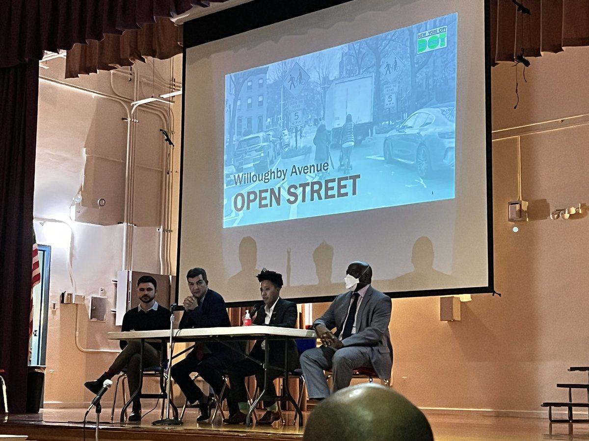 HildaBikes's tweet photo. Patience is asked for in intro by @CMCrystalHudson for @fgopenstreets forum. @NYC_DOT commissioner and BK comm #KeithBray @KathyParkPrice @TransAlt @NYC_SafeStreets @StreetsPAC https://t.co/8ihZDqNWIp