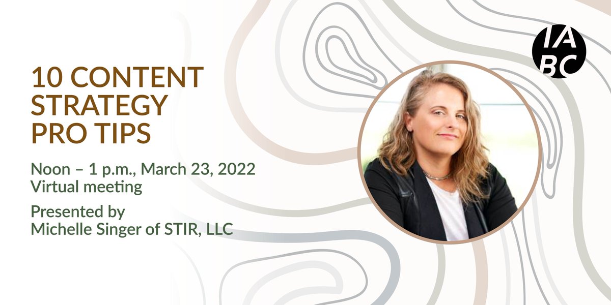 IABCTulsa's tweet photo. I hope you're all excited for this month's event as we welcome our own, Michelle Singer as she presents, 10 Content Strategy Pro Tips at noon on March 23! #IAmIABCTulsa

https://t.co/QWk5Qx2VcQ https://t.co/NfUXcgrdRs
