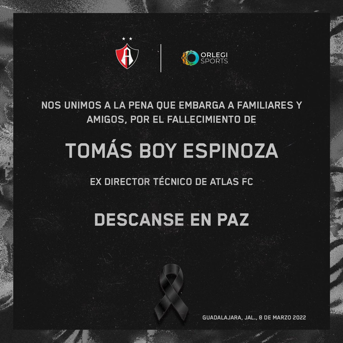 AtlasFC's tweet photo. Jefe Boy, Gracias por todo, descanse en paz… 🙏 https://t.co/ja2BMe2VxU