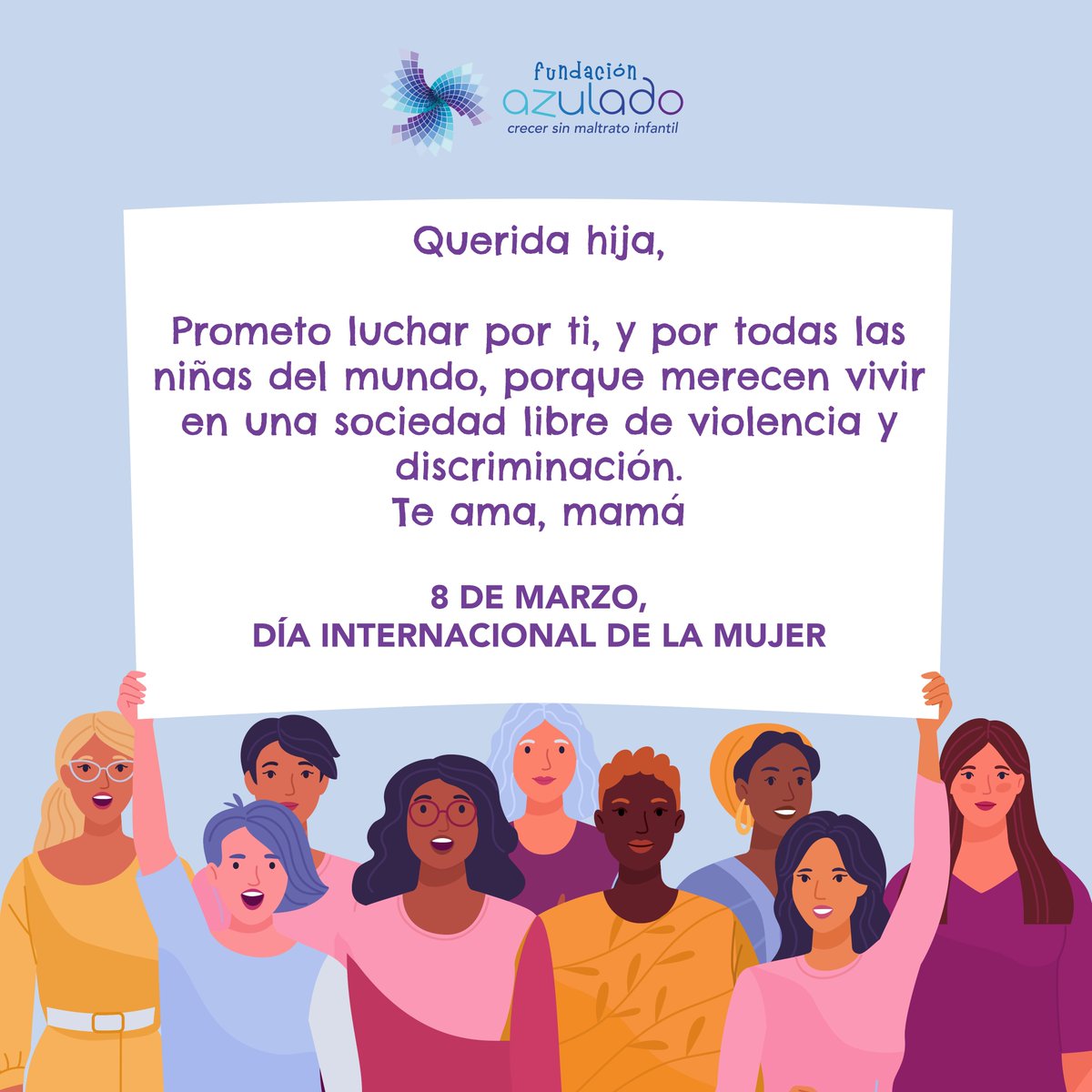 AzuladoEcuador's tweet photo. El #8M se conmemora el #DíaDeLaMujer, que más que una celebración, es un recordatorio a reflexionar sobre la lucha que ha realizado la mujer por su participación en la sociedad. 

  ¡La lucha aún continúa para las mujeres y las niñas en todo el mundo! https://t.co/VuOpkjvaHq