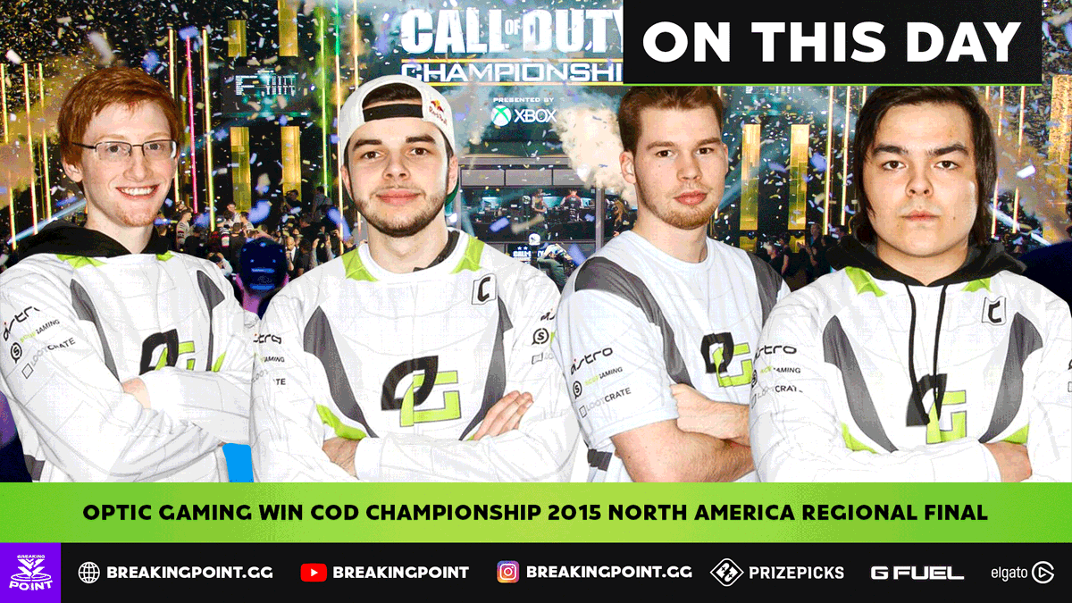 GGBreakingPoint's tweet photo. 📅On This Day in 2015

@OpTic won the North America Regional Final!

This was @Nadeshot's last tournament win in COD. https://t.co/PasPxDBXTI