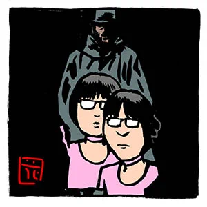 お父さん、怖いよ。何か来るよ。〜いつもどこかに阿佐ヶ谷姉妹

#角川映画 #野生の証明 
#阿佐ヶ谷姉妹 #イラスト  
#いつもどこかに阿佐ヶ谷姉妹 #芸人 
#ファンアート #fanart 