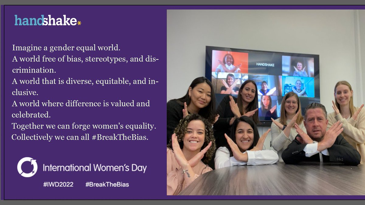 Gohandshake's tweet photo. Imagine a gender equal world. 
A world free of bias, stereotypes, and discrimination. 
A world that is diverse, equitable, and inclusive. 
A world where difference is valued and celebrated. 

Together we can forge women's #equality. 
Collectively we can all #BreakTheBias #IWD2022 https://t.co/bU18KpAkwO