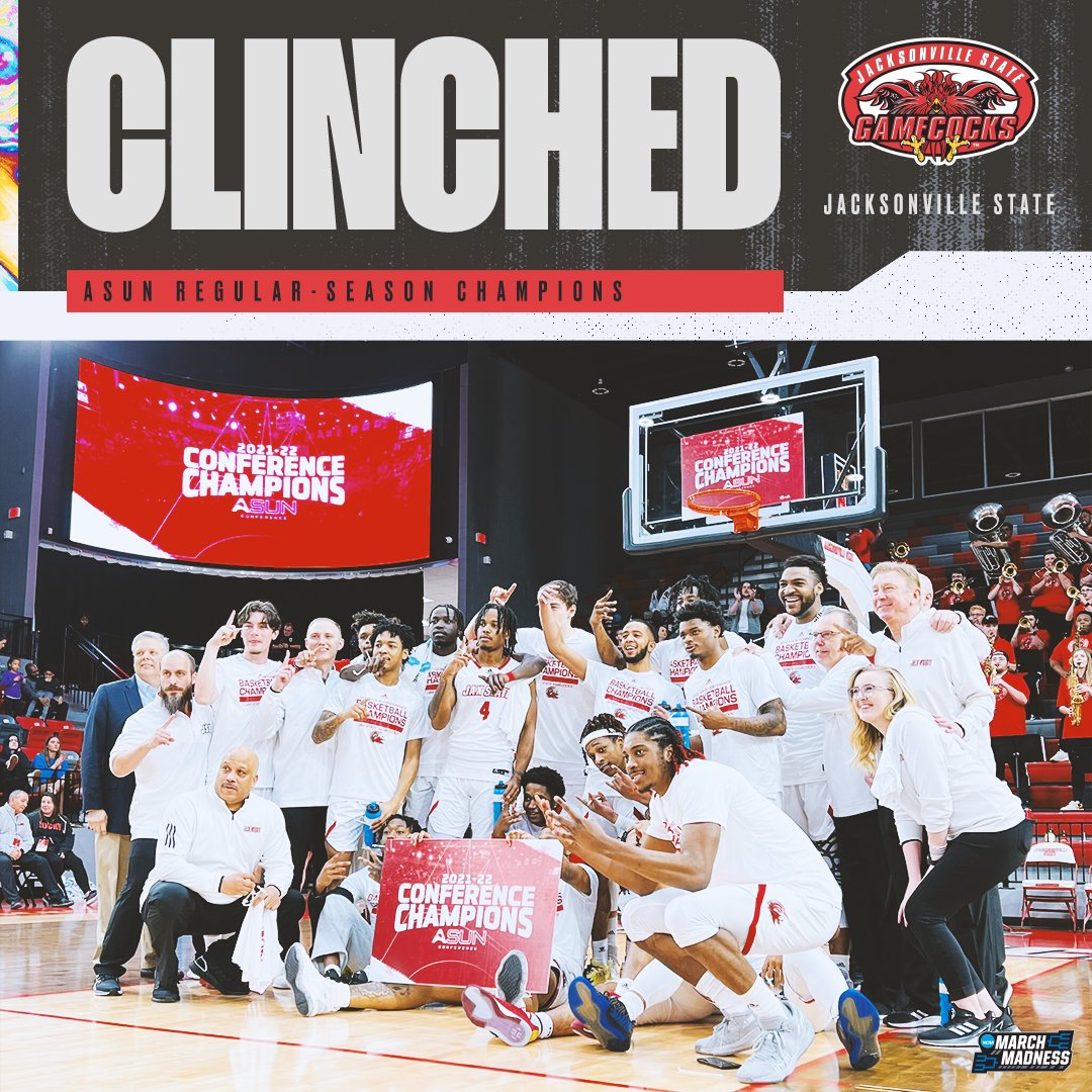 MarchMadnessMBB's tweet image. Jacksonville State is going dancing! 🕺🎟
The ASUN regular-season champions clinch a bid because Bellarmine isn't eligible for the men's NCAA tournament