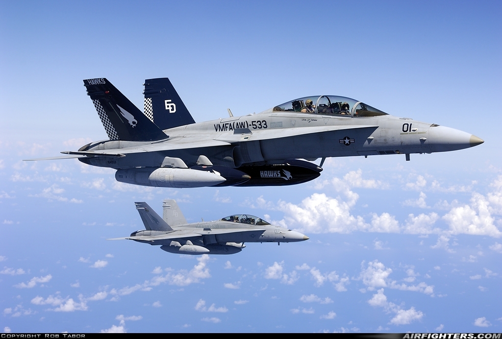 ファイター？ Four VMFA(AW)-533 F/A-18s arrived this evening at Honolulu #PHNL