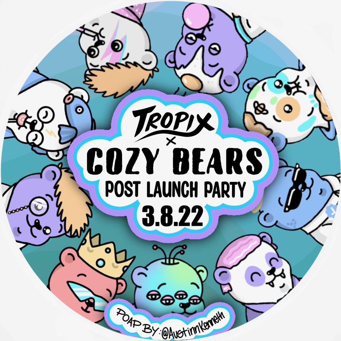 TropixOfficial's tweet photo. LIVE NOW @cozybearsdao x Tropix Post Launch Reveal Party is LIVE NOW! 🎉🎉🎉
Live Music, Giveaways, &amp; POAP by @austinnkenneth 
Join Now: https://t.co/Yx4eB1jexH https://t.co/Ufe9NtKw7G