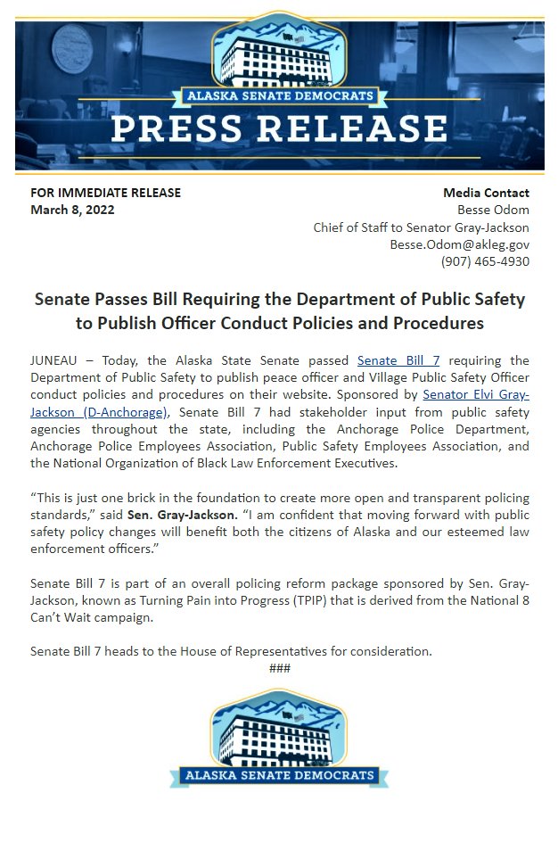 🚨 Senate Bill 7 has officially passed the Senate!🚨 #akleg