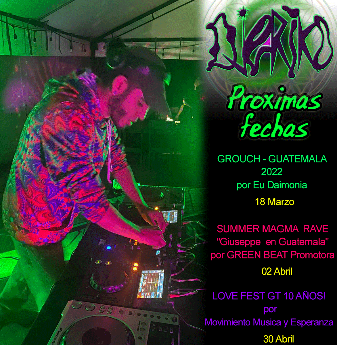 Djeri_Milhose's tweet image. Próximas presentaciones:
DJERIKO / ENKI LAB Records Sound Alchemy / Ohm Ganesh Pro
#darkprog #psytrance #zenonesque #fullagenda