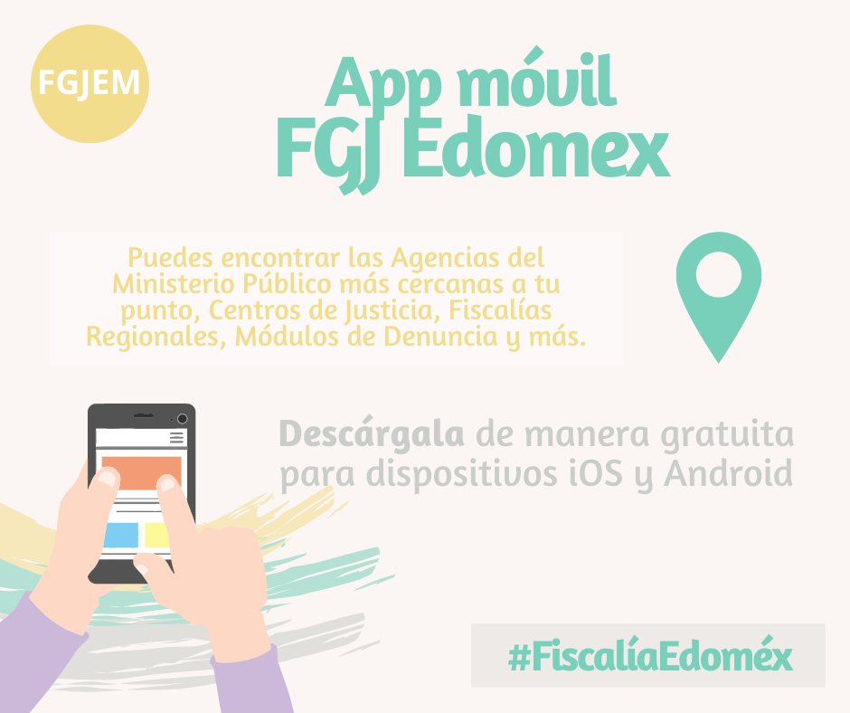 FiscaliaEdomex's tweet photo. ¿Buscas las Agencias del MP más cercanas a tu domicilio? Encuéntralas más fácil desde nuestra aplicación móvil, Descárgala gratis desde tu celular para dispositivos IOS y Android. #FiscalíaEdoméx https://t.co/jLMrUETdd7
