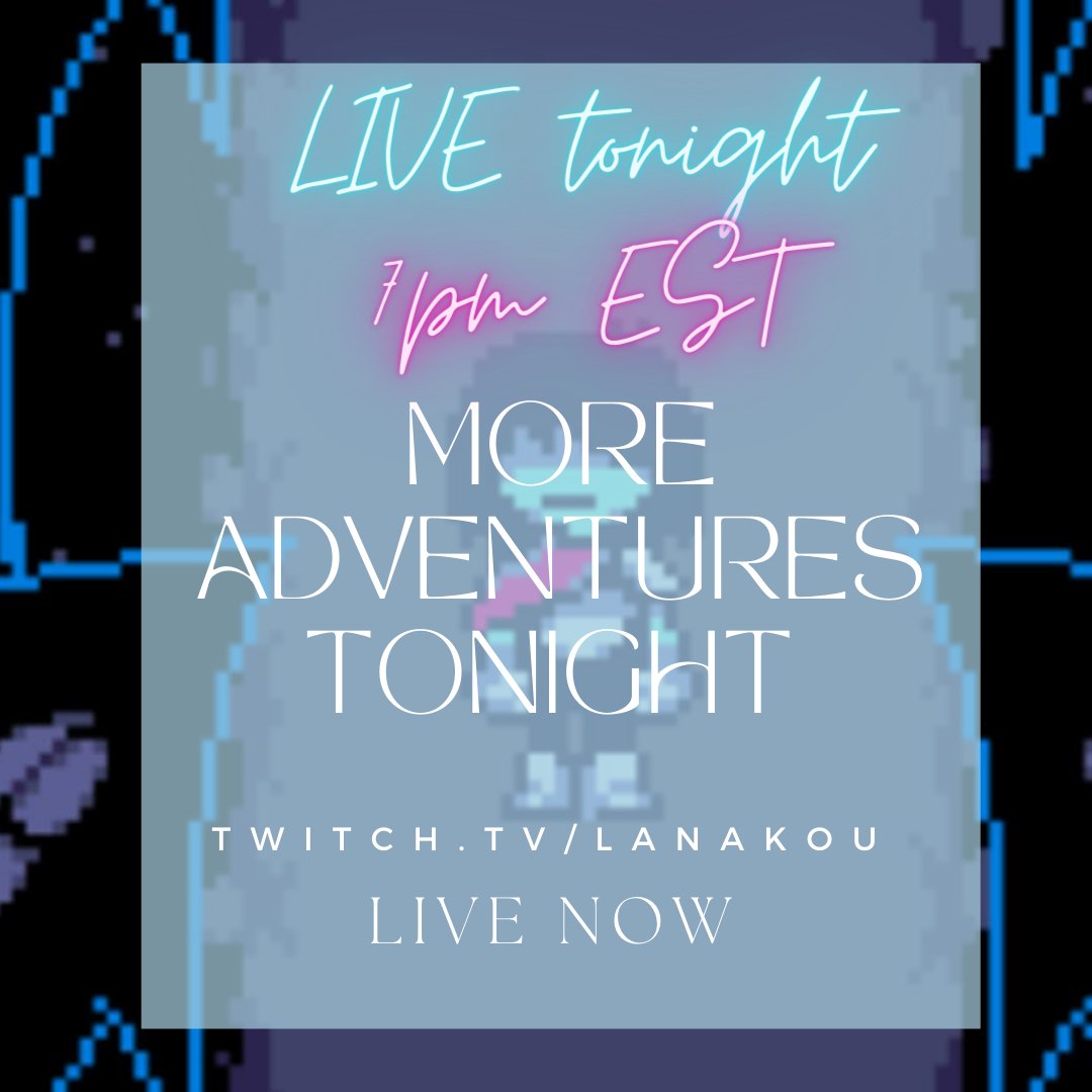 AkouStreamTeam's tweet photo. LIVE AT 7:30 PM EST
https://t.co/N4tFos2GZK 
🎮🎮🎮🎮
#twitch #twitchtv #twitchstreamer #pcgames #rpg #adventuregame #adventure #platformgame #indiegame #deltarune https://t.co/wnrB63jBb7