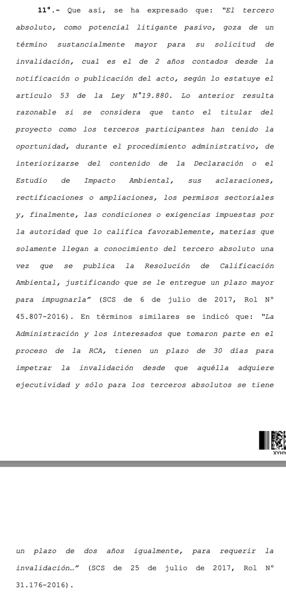 LuisCorderoVega's tweet photo. CS (8.3.2022, rol 122110-2020) reitera: el plazo de 30 días para recurrir al Tribunal Ambiental en el caso de la invalidación ambiental, sólo es exigible para quienes participaron del procedimiento adm. Para los terceros absolutos rige el plazo de 2 años del art. 53 de la LBPA. https://t.co/kc7CcJkVZm