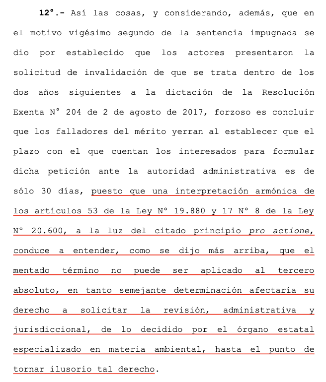 LuisCorderoVega's tweet photo. CS (8.3.2022, rol 122110-2020) reitera: el plazo de 30 días para recurrir al Tribunal Ambiental en el caso de la invalidación ambiental, sólo es exigible para quienes participaron del procedimiento adm. Para los terceros absolutos rige el plazo de 2 años del art. 53 de la LBPA. https://t.co/kc7CcJkVZm
