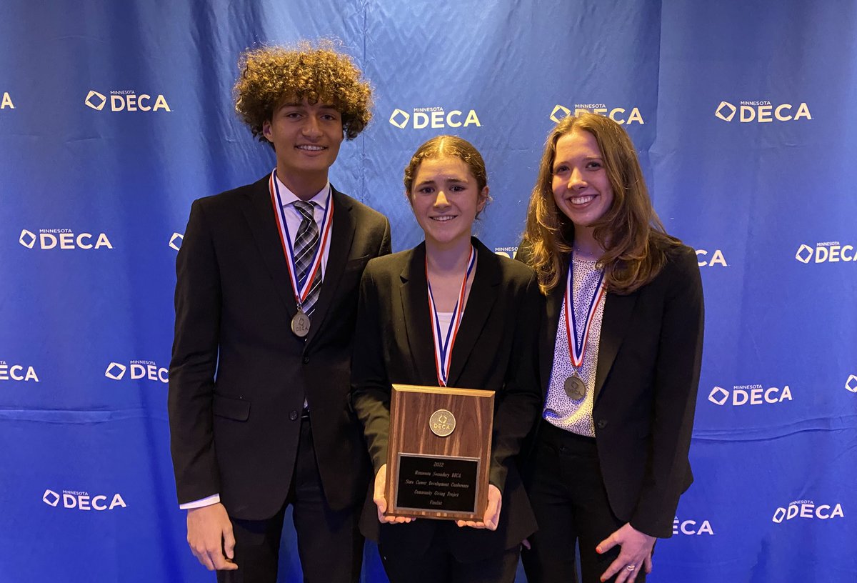 SWCHSdeca's tweet image. Top 8 in the state for Sean, Becca, and Karin for Community Giving Project!! Job well done for these three!!