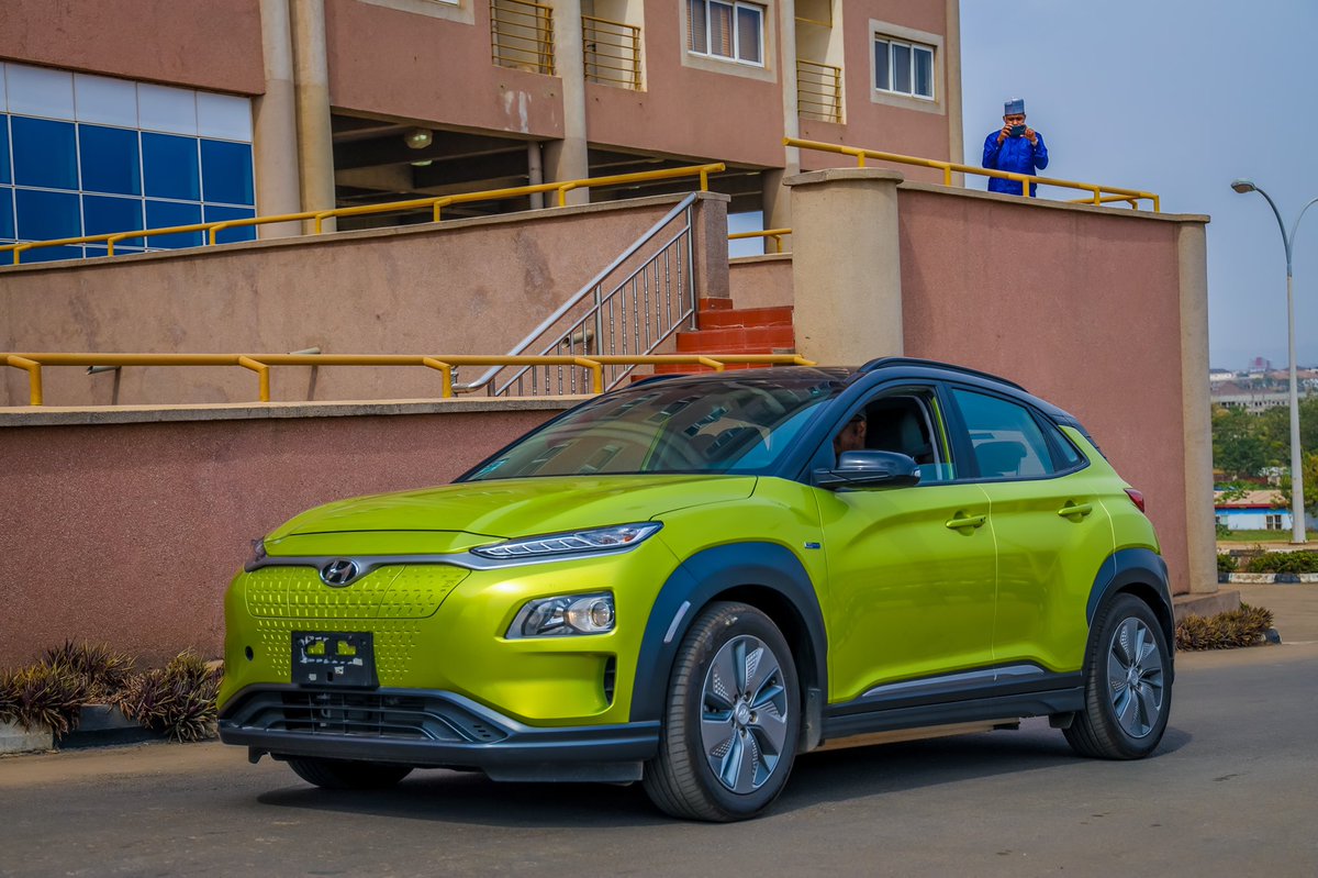 The Minister of Communications &amp; Digital Economy, Prof. Isa Ali Ibrahim (Pantami) took a test drive of Nigeria's locally assembled Electric Car (Hyundai Kona) shortly after the visit in line with the Ministry's drive of Indigenous Content Development &amp; Promotion.

7th March 2022