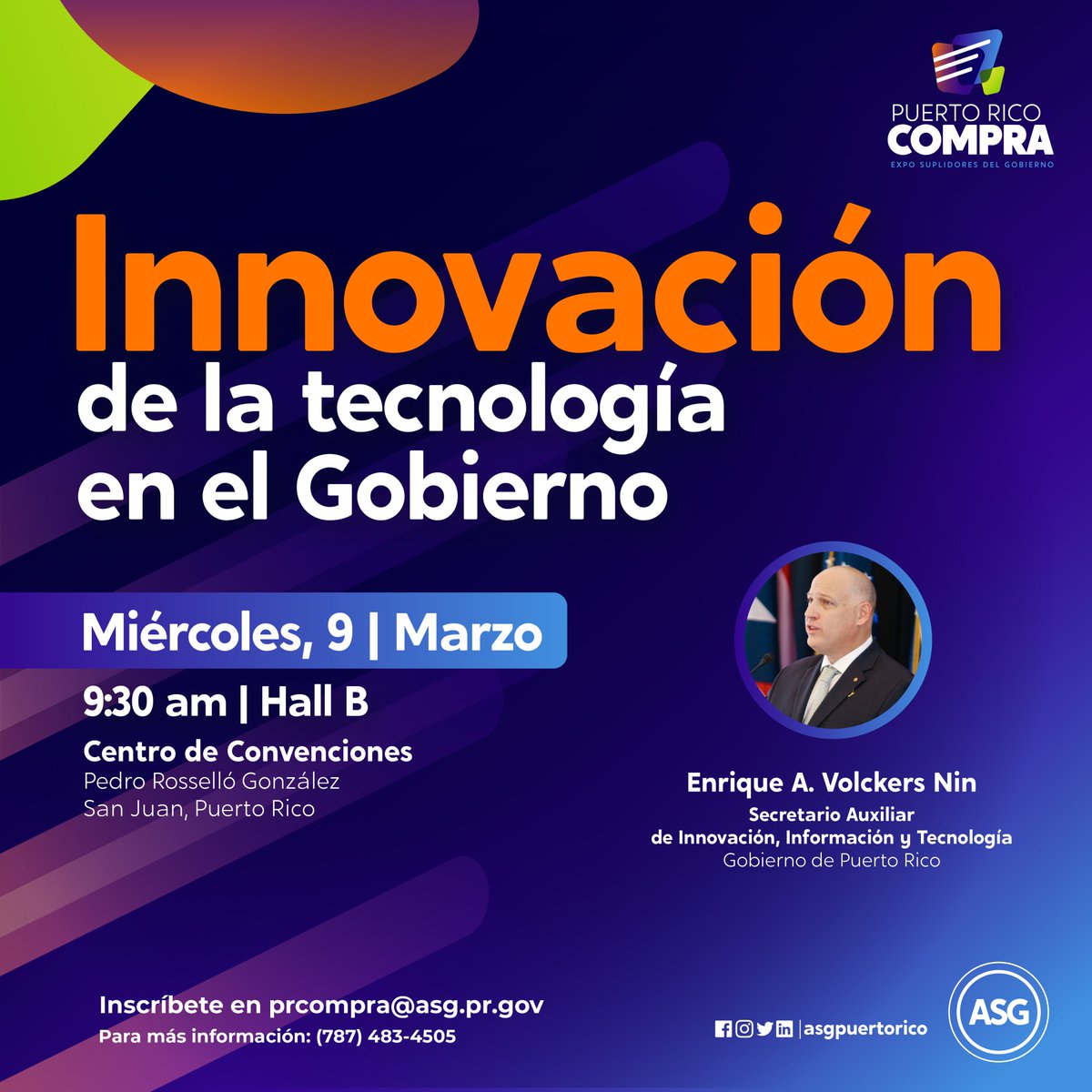 ASGPUERTORICO's tweet photo. #ASGInforma | El proceso de innovación dentro del Gobierno de Puerto Rico es esencial para implememtar reformas efectivas de modernización. El secretario auxiliar de Innovación, Información y Tecnología, Enrique Volckers compartirá información valiosa sobre el proceso. #PRCompra https://t.co/YQZFtXr1cj