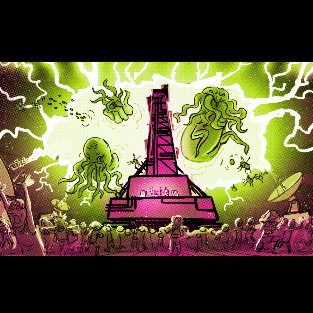 shorecery's tweet photo. Heya! Here's some images from the pitch for my personal project SECRET DESTROYERS. Maybe you've heard about us on instagram but now you can hear about us on twitter as well! Art by @birdloaves @oonawho @BenHadMan and yours truly! 
⚡️👽🎸 https://t.co/tLrf8MX49Z