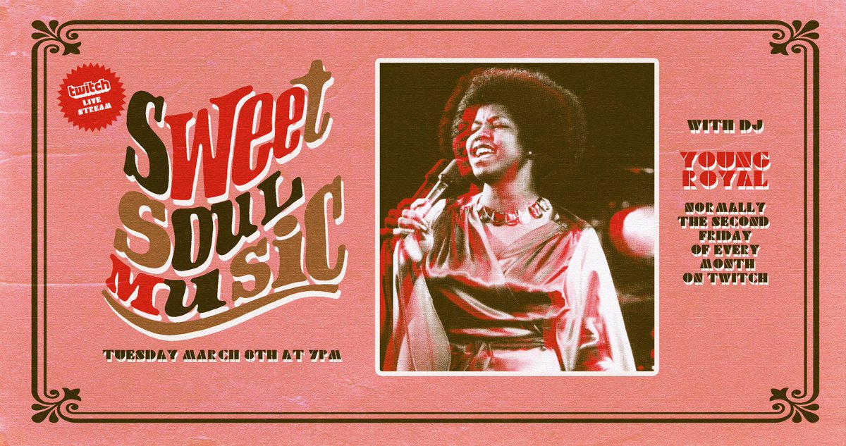 TONIGHT I’ll be spinning a solo set for our monthly twitch live stream edition of Sweet Soul Music! Both <a href="/Flipout/">Elsewhere Sonido</a> and I are out of town this weekend so I’m doing a special Tuesday edition. All soul classics from the 60s &amp; 70s on vinyl 45 from 7-10PM! 🙏