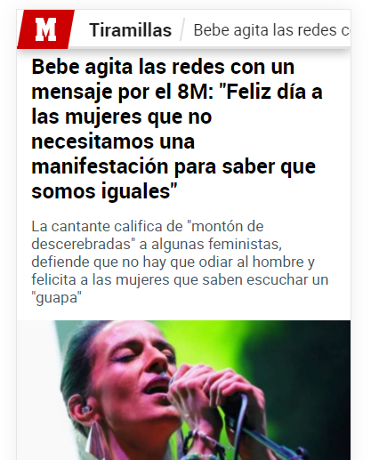 CCivicaCatalana's tweet photo. Bebe, cantante y actriz sin complejines frente a las femiprogres.

#8M https://t.co/TZsVvTLuOR