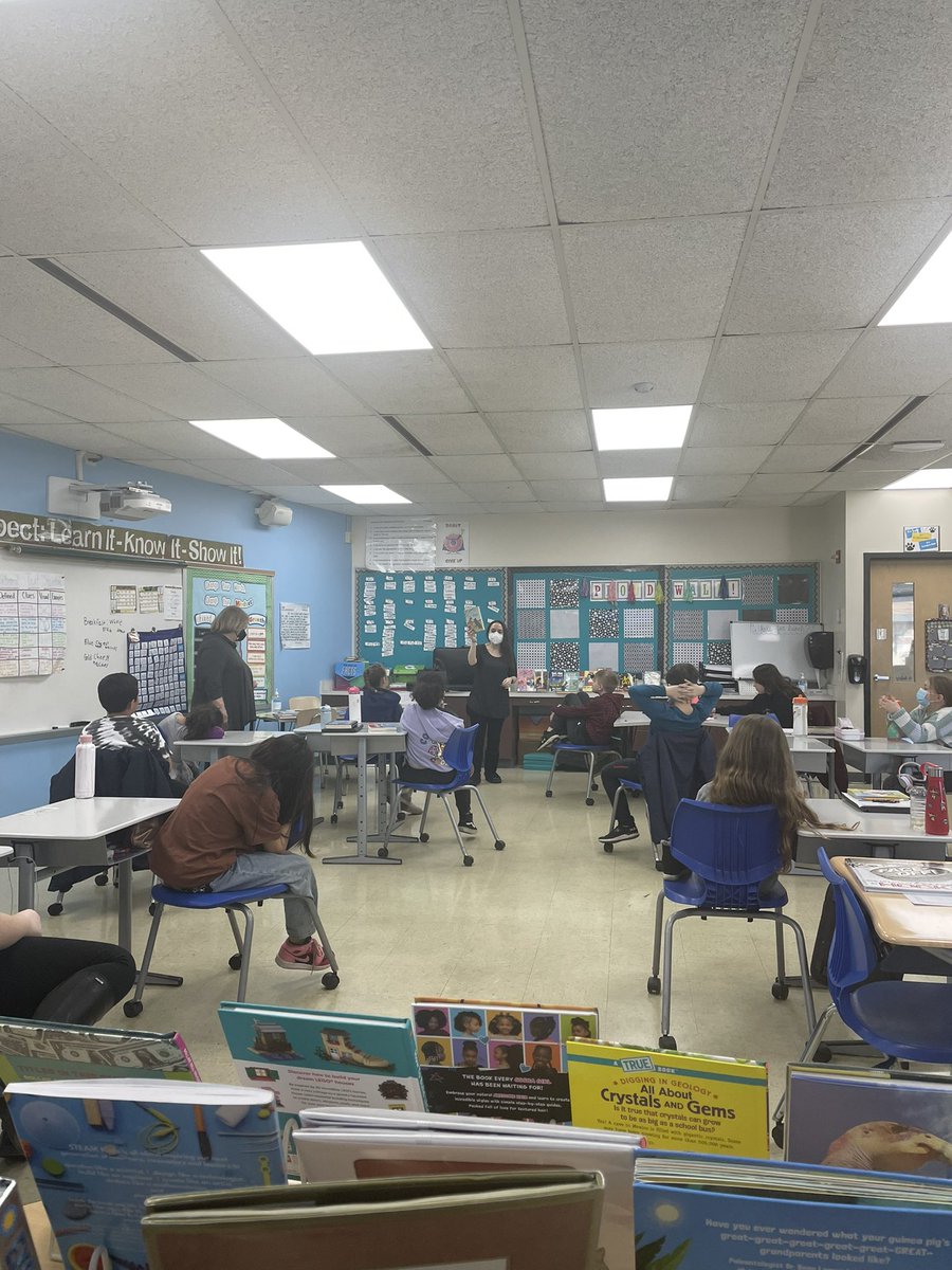 MsKovatchis's tweet photo. Students were so grateful and excited to have the Wood Dale Public Library come in and have a fiction and nonfiction book talk today! #wdsd7 https://t.co/9hKMmTyE8z