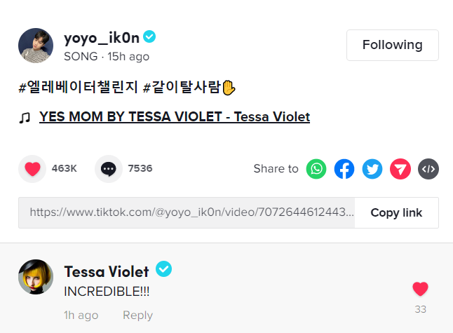 ixxv_mmxv's tweet photo. here again for 2M plays and for the comment from the artist who sang the audio and created the trend. incredible indeed! 😍yoyo effect.
https://t.co/HS7DoGvOuc
@sssong6823 @TessaViolet #yesmom #iKON https://t.co/UMmvbo0cTe